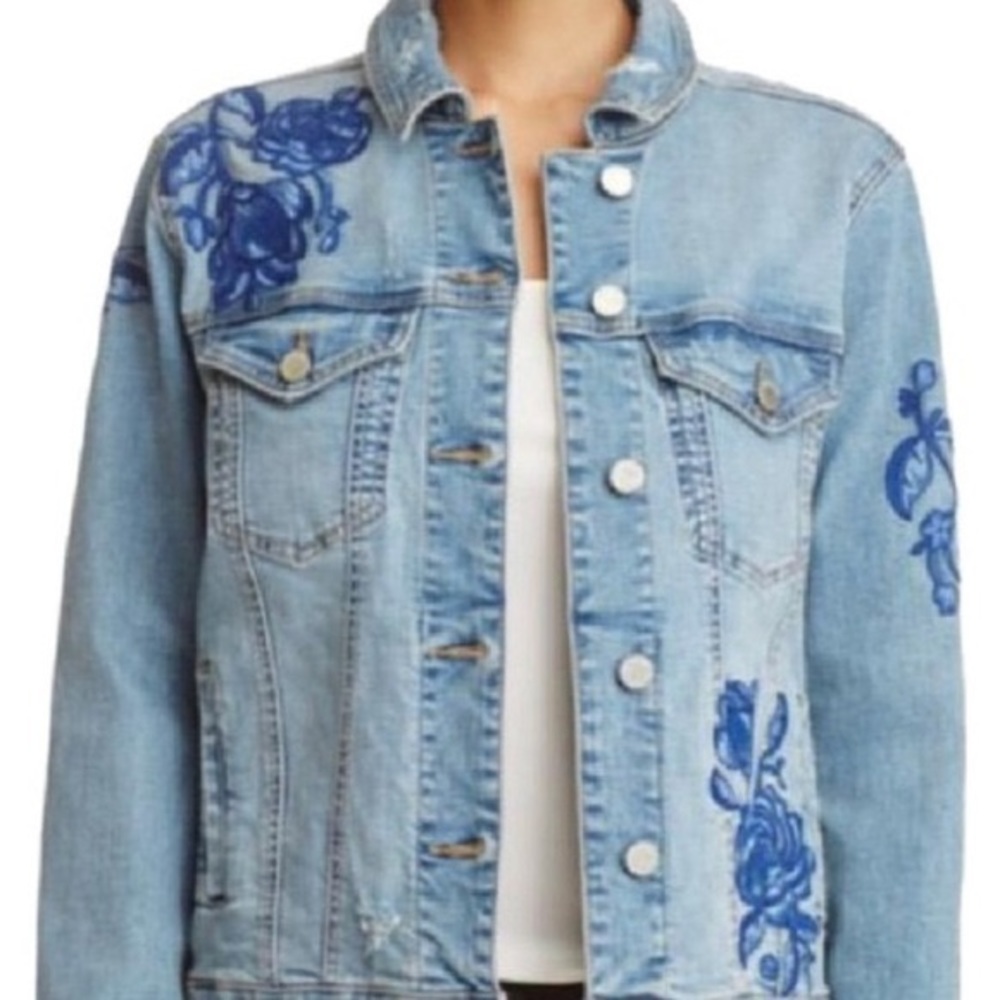 Blank NYC floral embroidered denim jacket - Picture 2 of 5